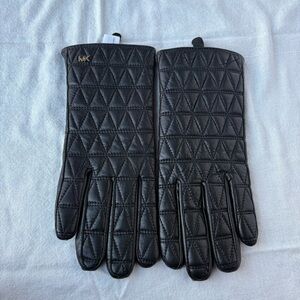 Michael Kors Quilted Black Leather Gloves